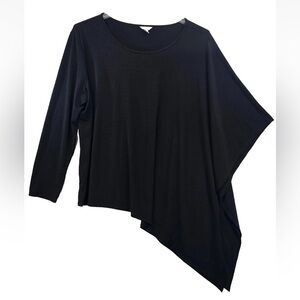Cato Womens Black Asymmetrical Half Bat Wing Long Sleeve Top Size 18/20W